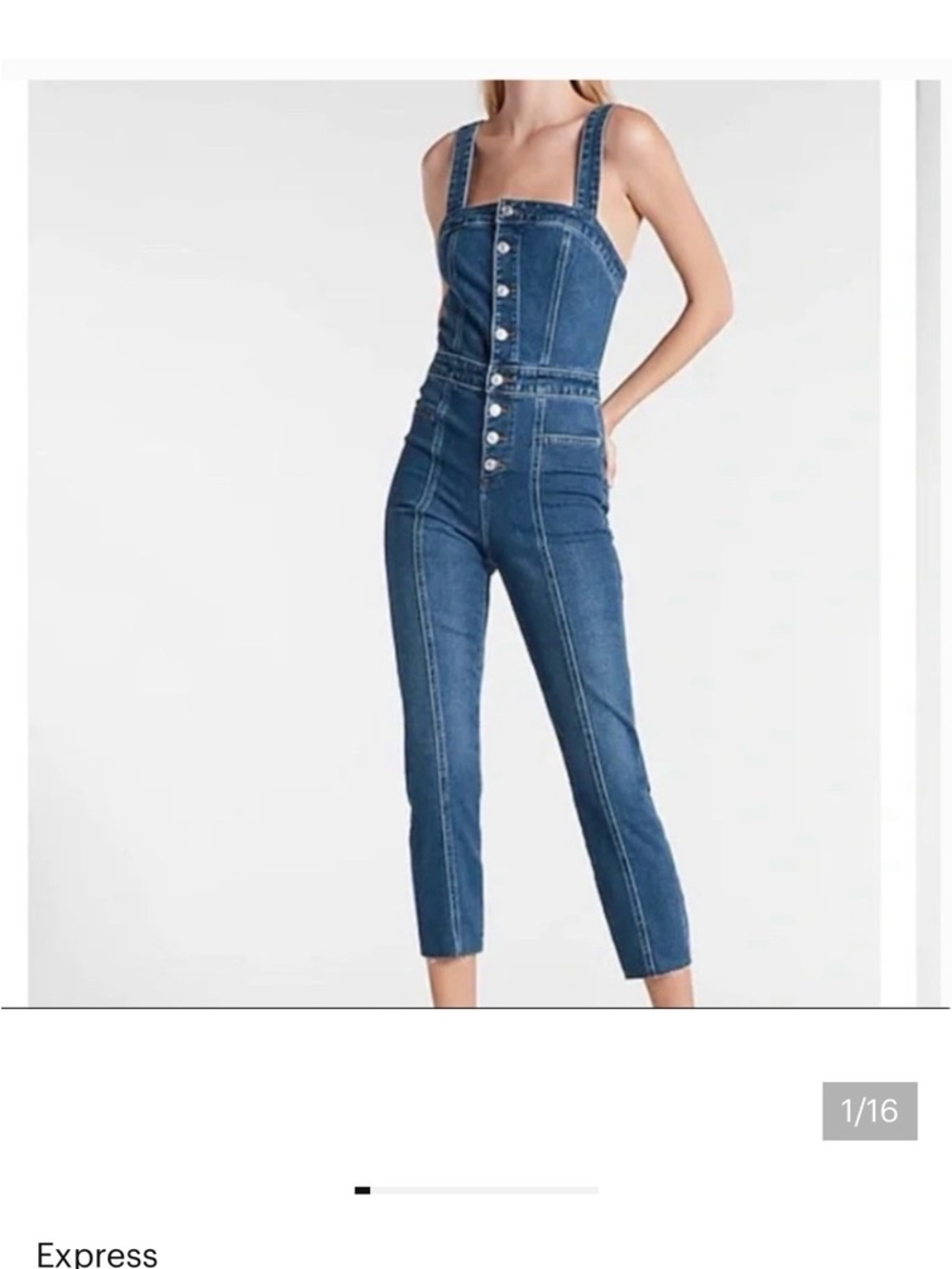 NEW WITH TAGS | Express dark Wash Button Front Slim Jean Overalls size 0
